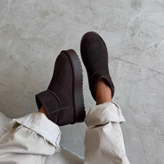 Шоколадні уггі платформа нат замш угги платформа угги шоколад 36,40,41