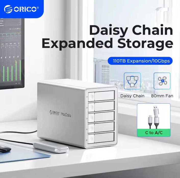 Сервер ORICO Daisy-Chain 5 Bay Macdata USB 3.2 Gen 2 HDD SATA NAS