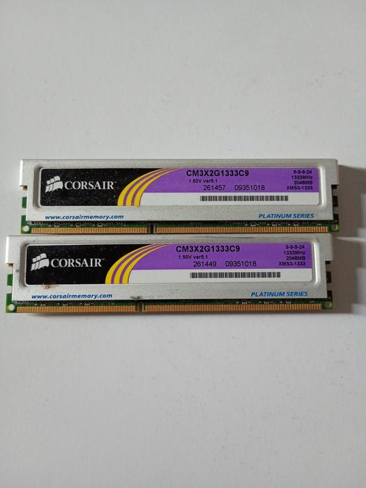 Pamięci ram corsair 2x2GB 1333mhz ddr3