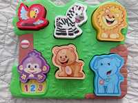 Fisher Price edukacyjne puzzle zoo muzyczne klocki - interaktywne