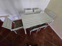 Mesa retangular  156x78 cm exterior/jardim em aço pintado + 6 Cadeiras