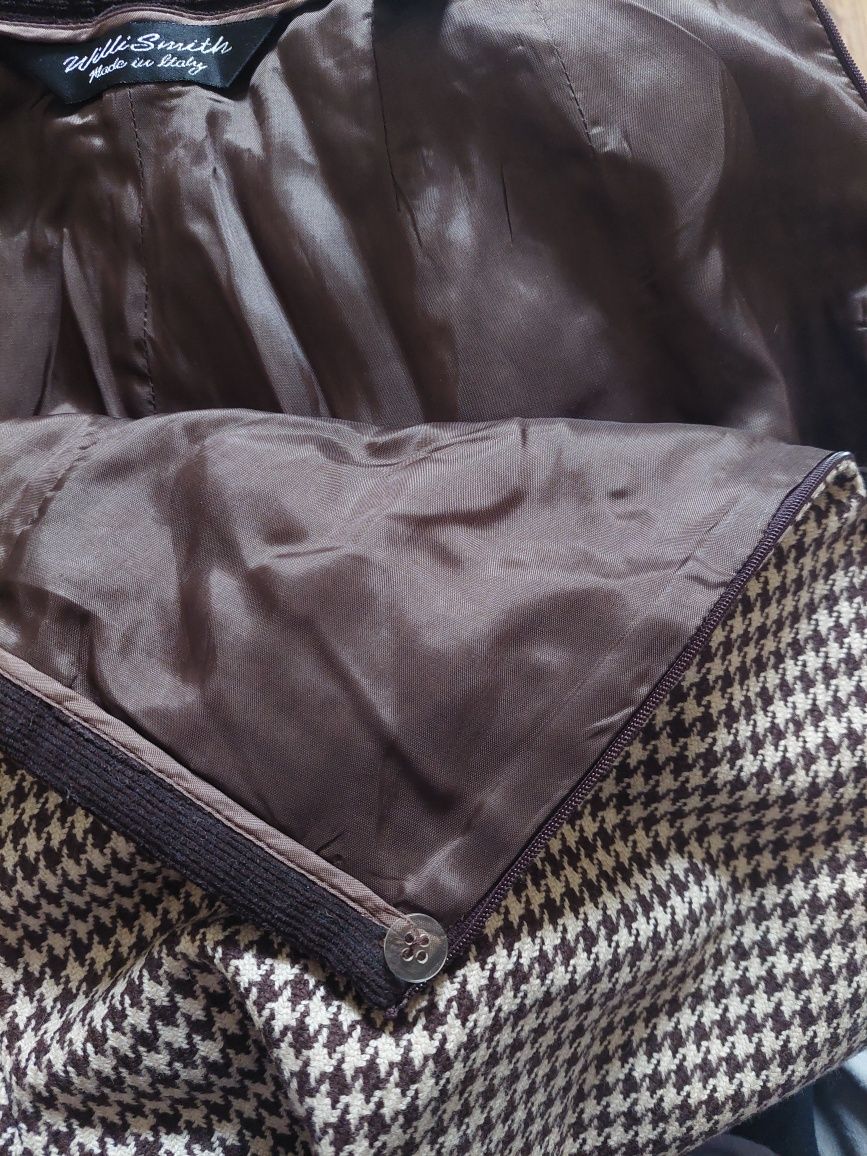 Spodnie wełniane wool pants pepitka beżowe brązowe willi Smith toruser