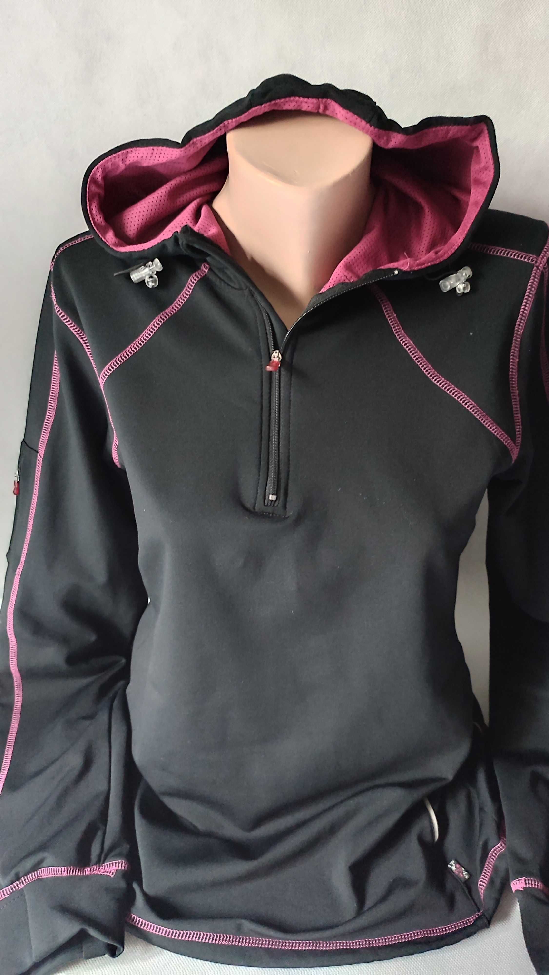 Sportowa bluza z kapturem dekolt na zamek damska sport fitness 36/38