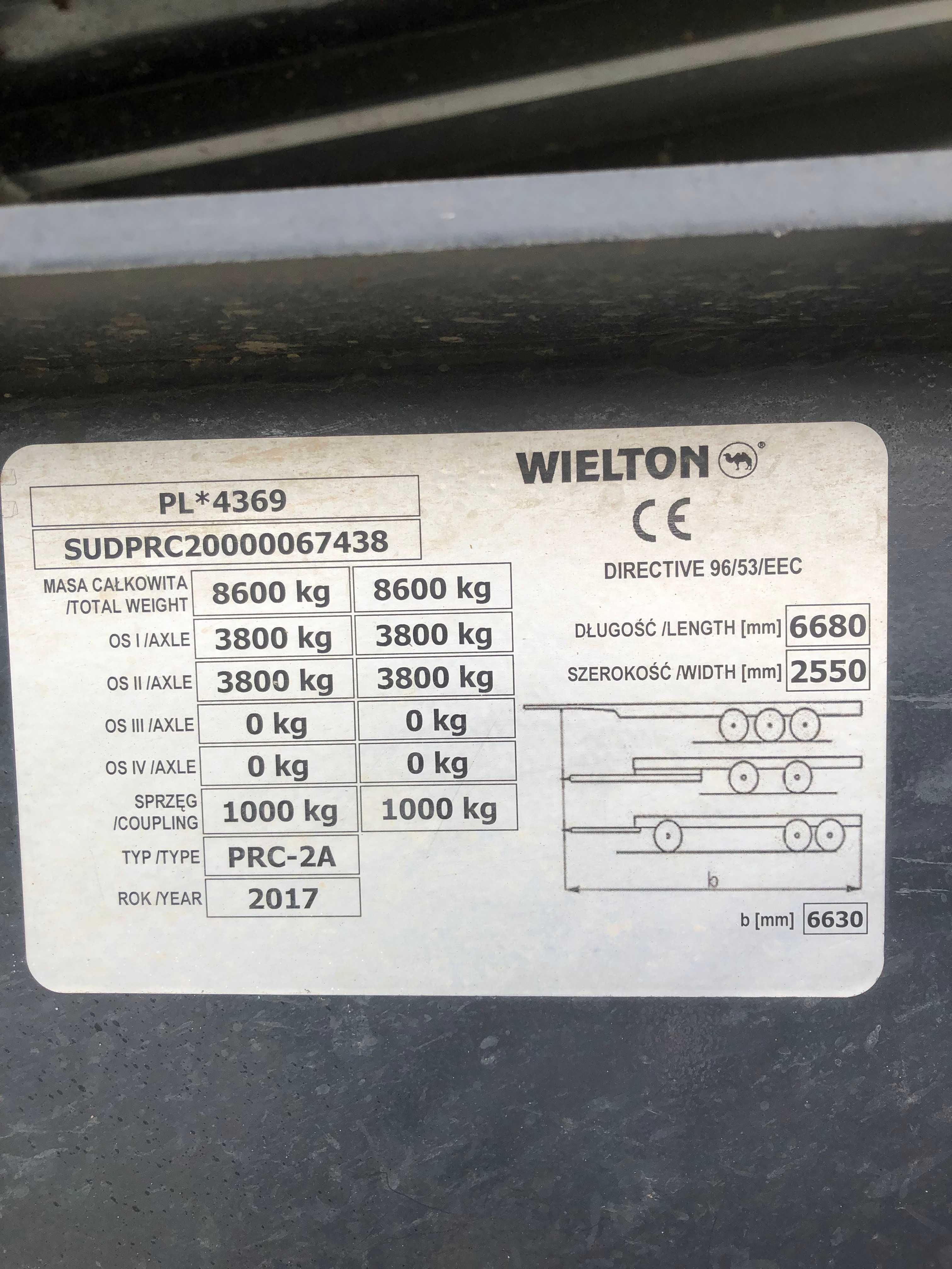 Przyczepa  Tandem WIELTON 6 ton