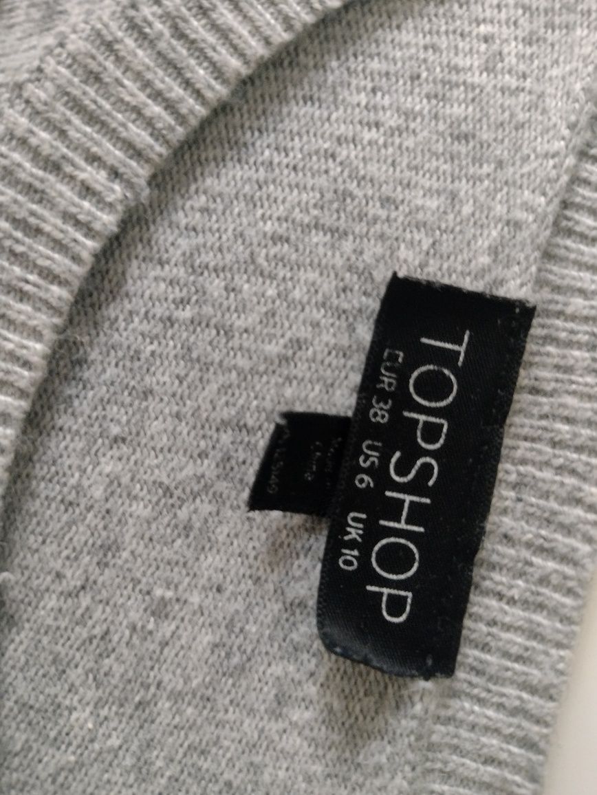 Sweter Topshop szary koraliki oversize 38 M angora wiskoza bawełna