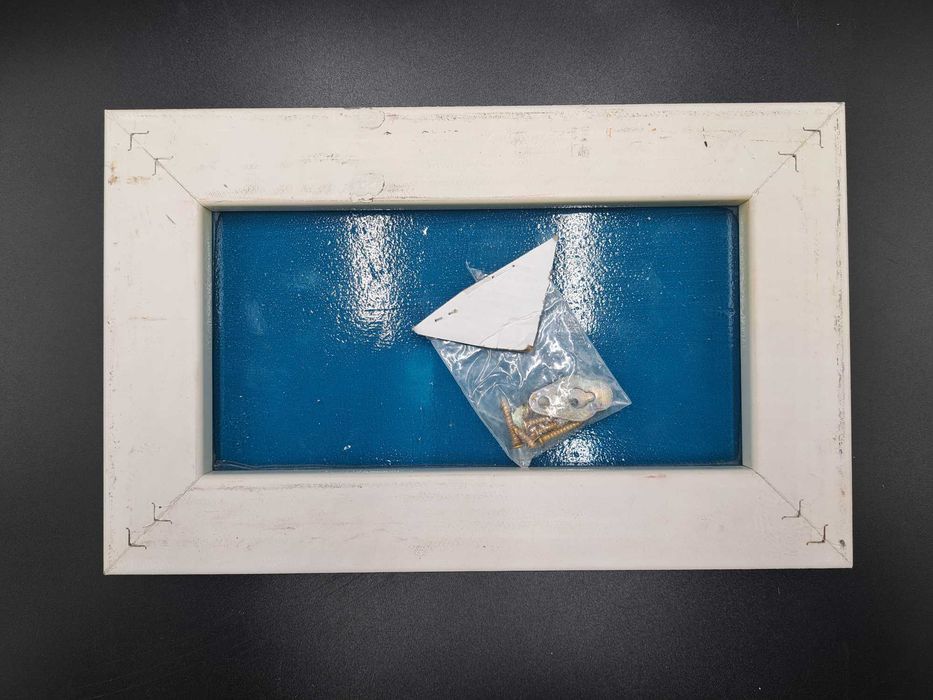 Obraz szkło Murano szklane domki domy na szklanej tafli srebrna rama