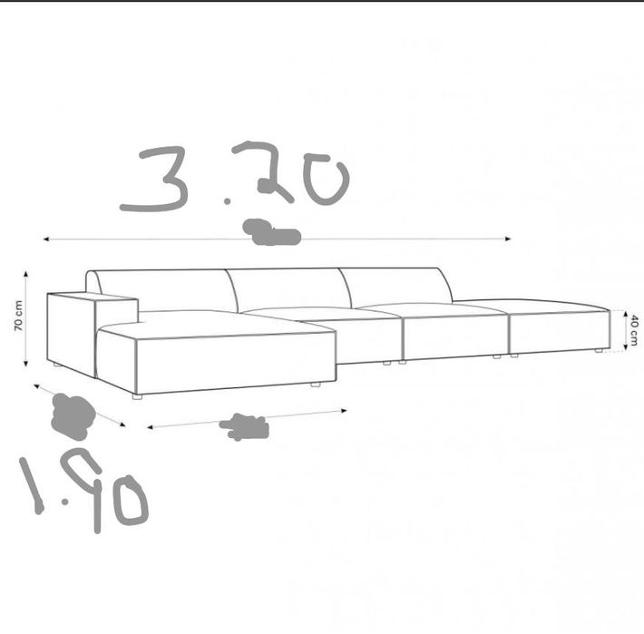 sofá de canto fixo à esquerda 5 lugares Tecido bege