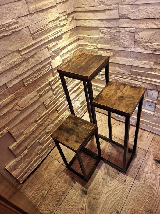 Kwietnik stojący metalowy LoftInspired MUNIR czarny loft industrialny