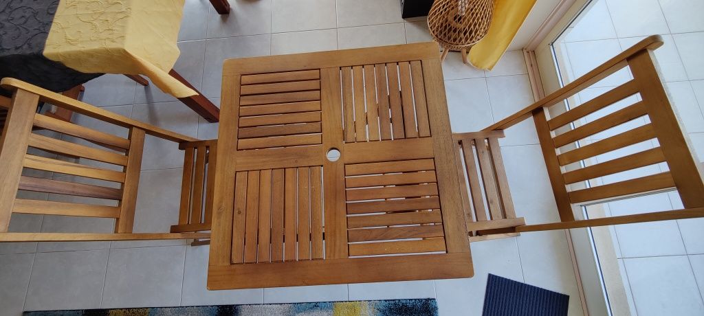 Mesa jardim dobrável madeira