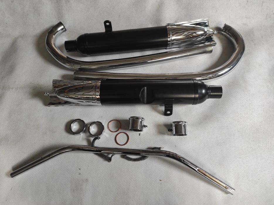 Kompletny układ wydechowy M750 M72 Ural Dniepr tłumiki kolana chrom