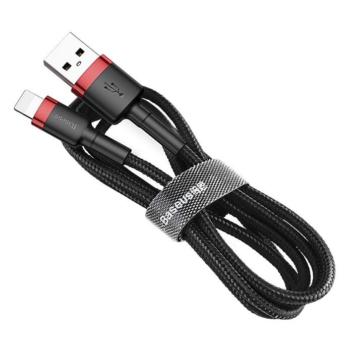 Baseus wytrzymały kabel USB / Lightning QC3.0 2.4A 1m czarno-czerwony