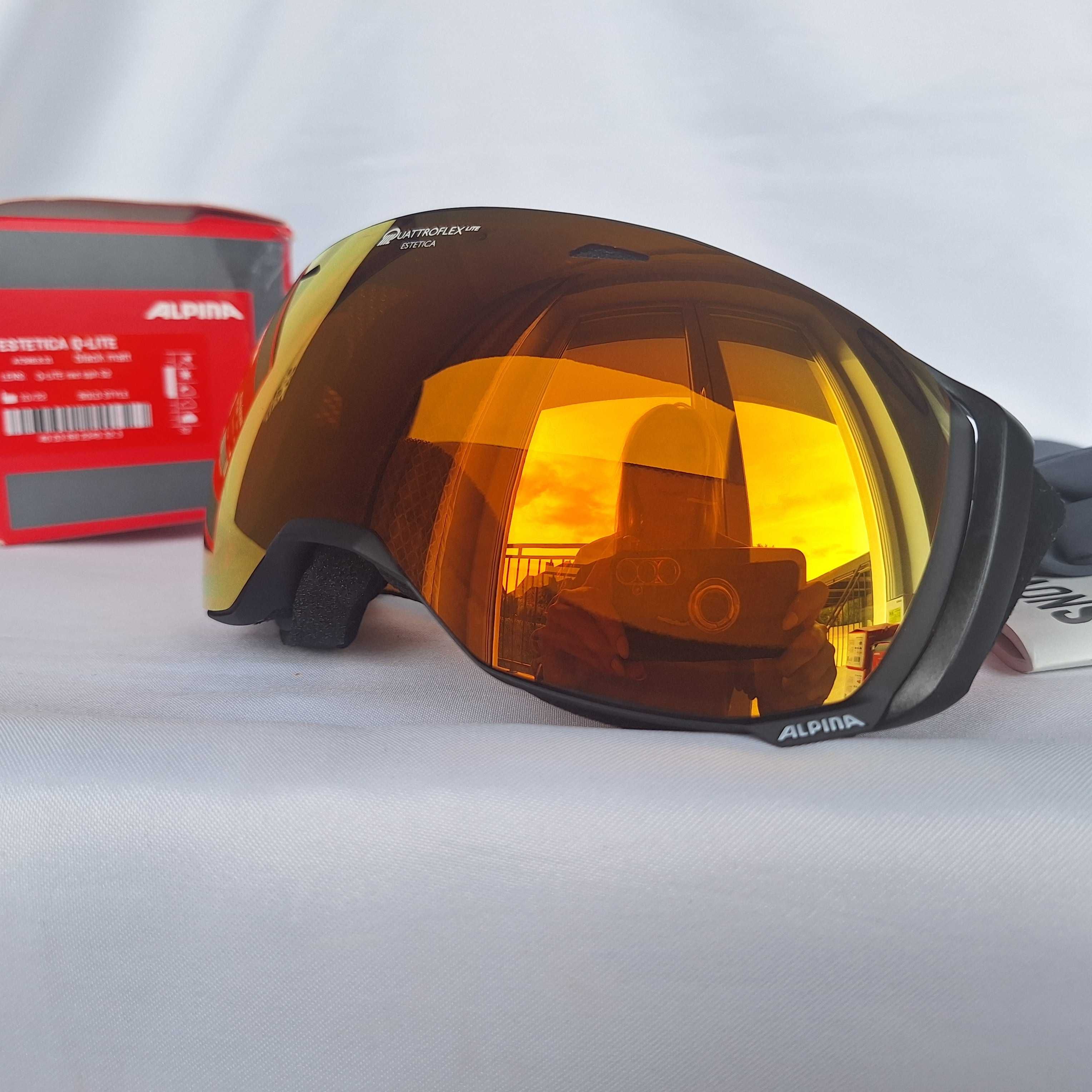Gogle narciarskie Alpina Estetica Q-LITE Black Matt Red Sphere S2