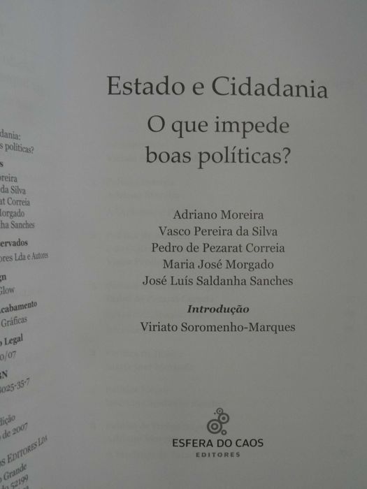 Estado e Cidadania de Adriano Moreira - 1ª Edição