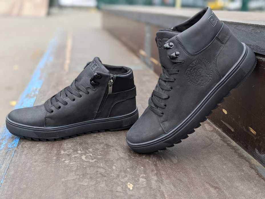 Якісні Чоловічі зимові черевики DIESEL натуральна шкіра Ботинки зимние