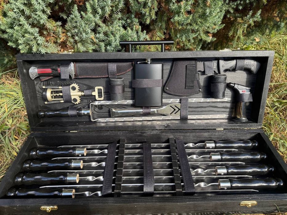 Подарочный набор шампуров в кейсе на подарок мужу мужчине начальнику