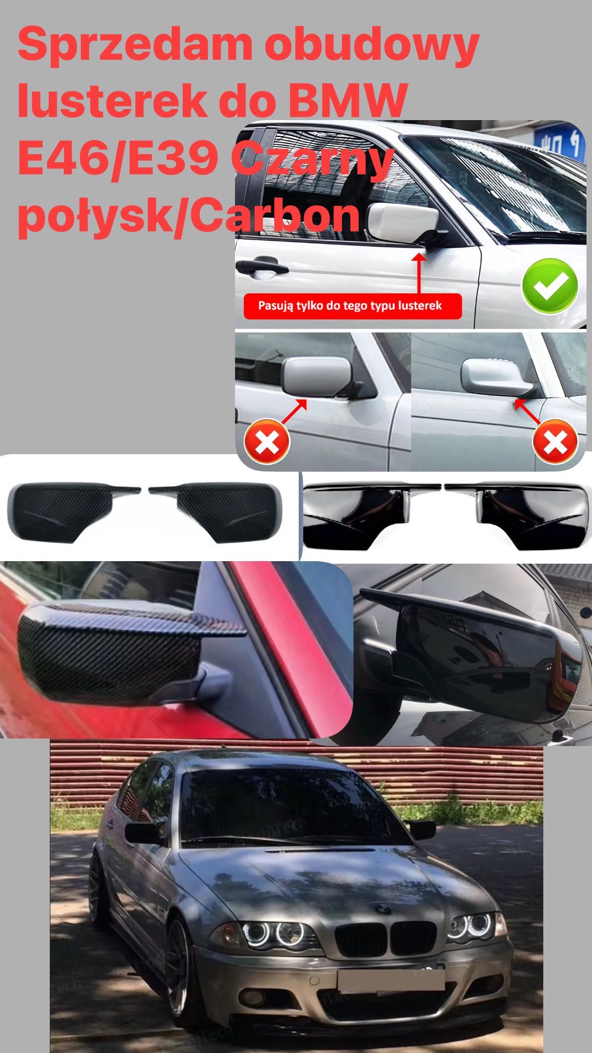 Obudowy Lusterek Lusterka Czarny Carbon BMW Wszystkie Modele M PAK FV