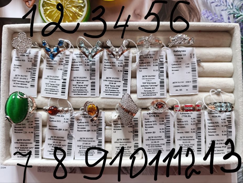 Срібні каблучки розмір 19; 19.5