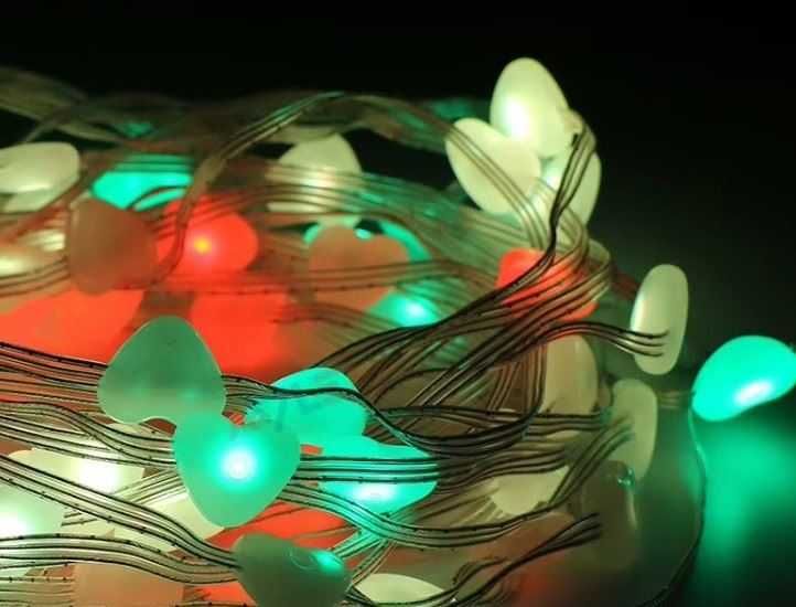Розумна RGB LED-гірлянда сердечка 10м 66 пульт Smart USB IP65