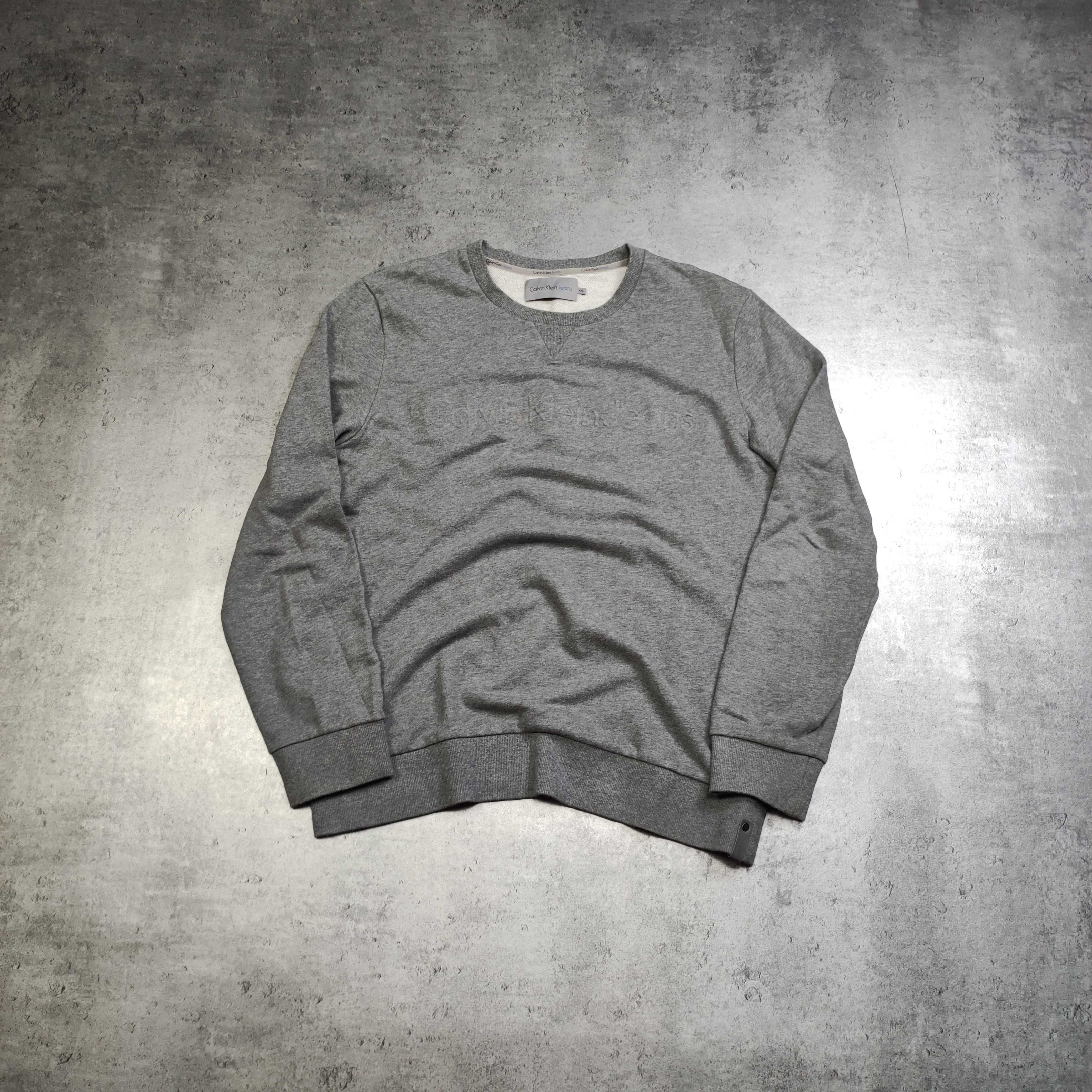 MĘSKA Bluza bez Kaptura Duże Logo 3D Calvin Klein Jeans Szara Casual