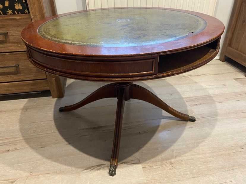 Stolik kawowy brąz, zieleń, elementy złota