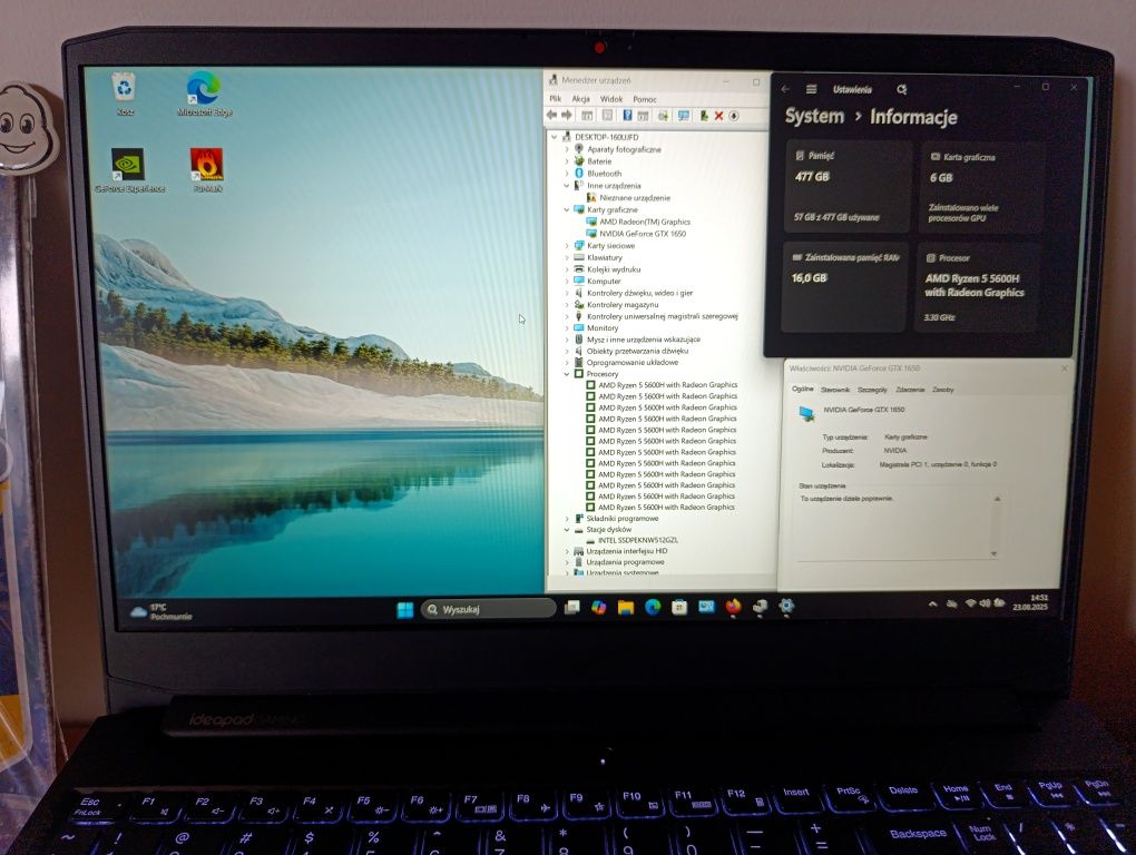 Lenovo 144Hz R5 5600h GTX 1650 16ram 512ssd