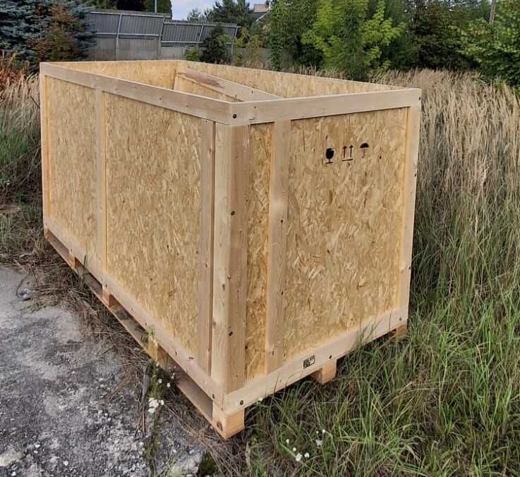 Skrzynia transportowa z zabudową OSB do pakowania maszyn lub urządzeń