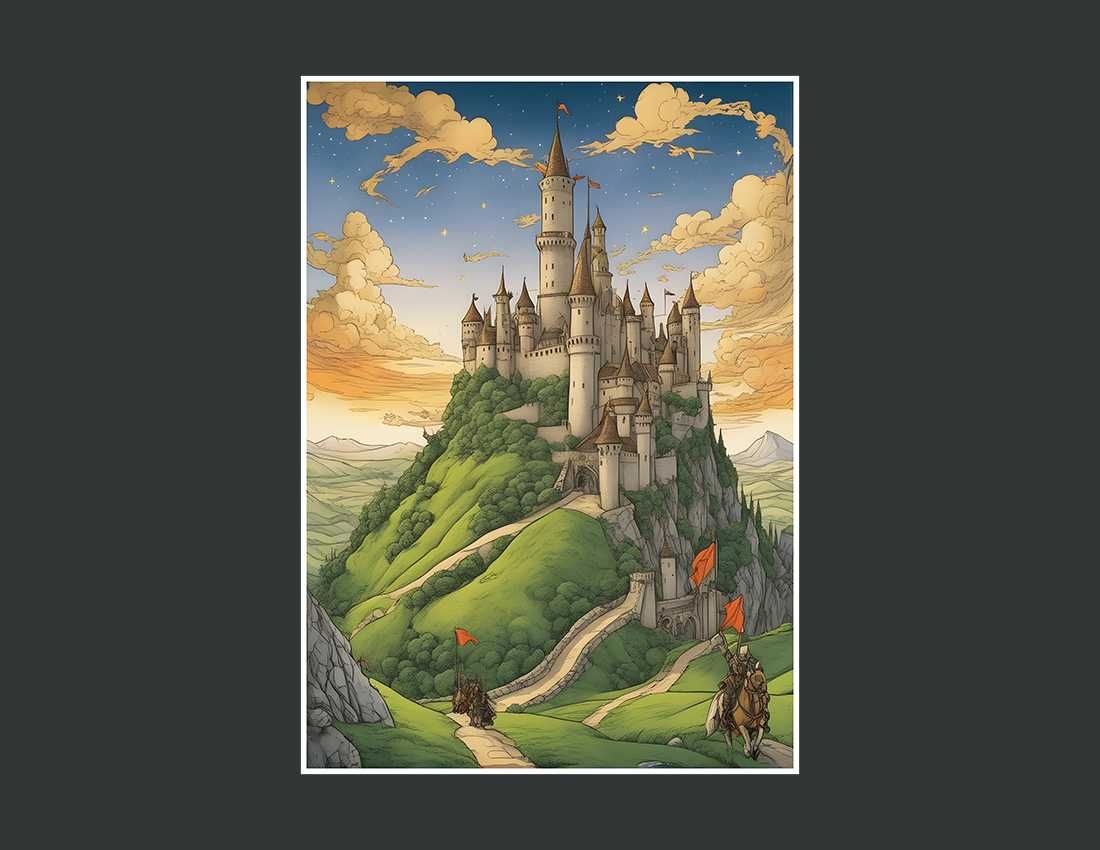 Plakat bajowy zamek do pokoju dziecka