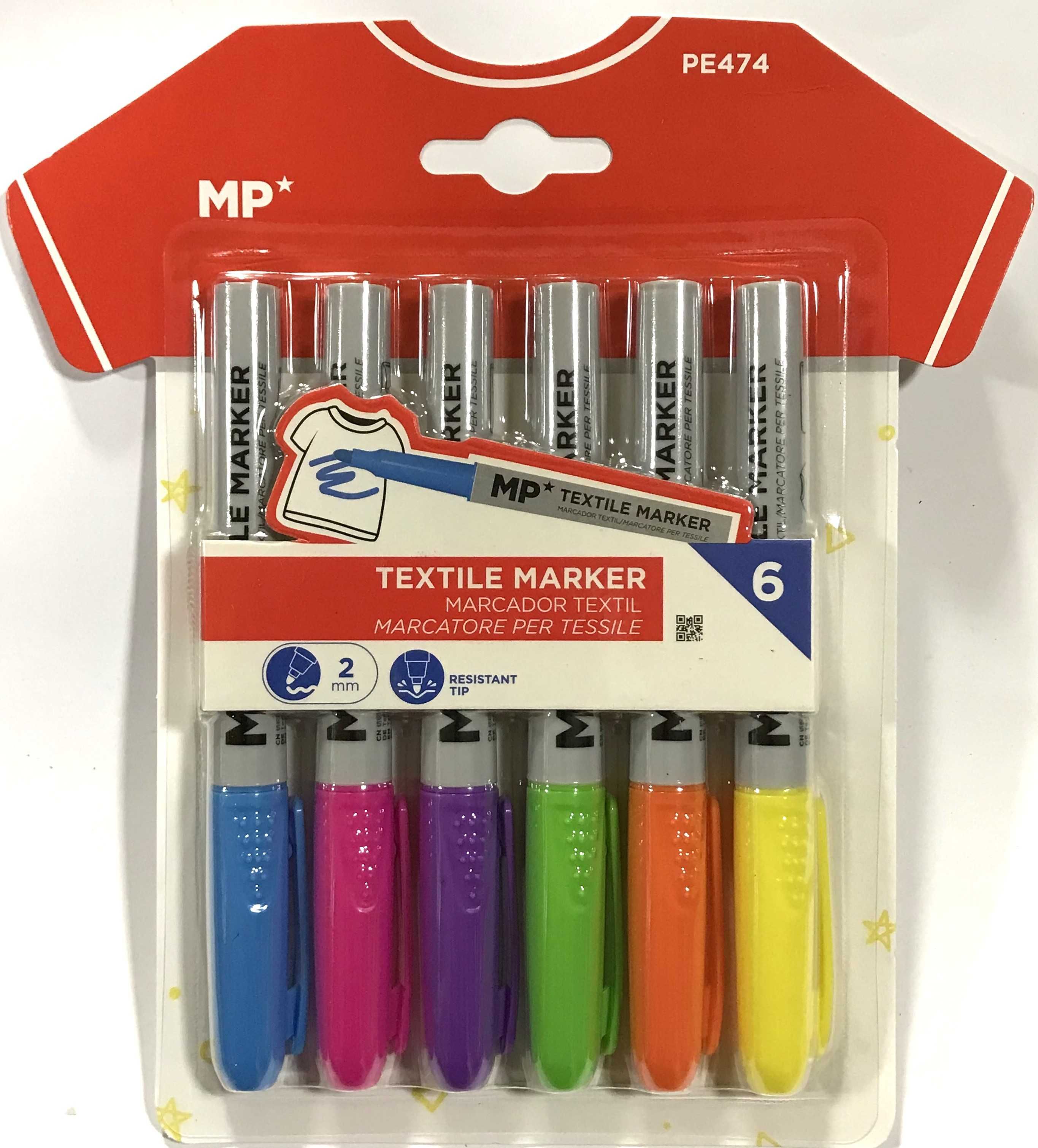Marker Flamaster do tkanin mix kolor 2mm 1kpl-6szt