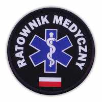 Emblemat kolorowy Ratownik Medyczny z flagą na rzepie 8,5 cm