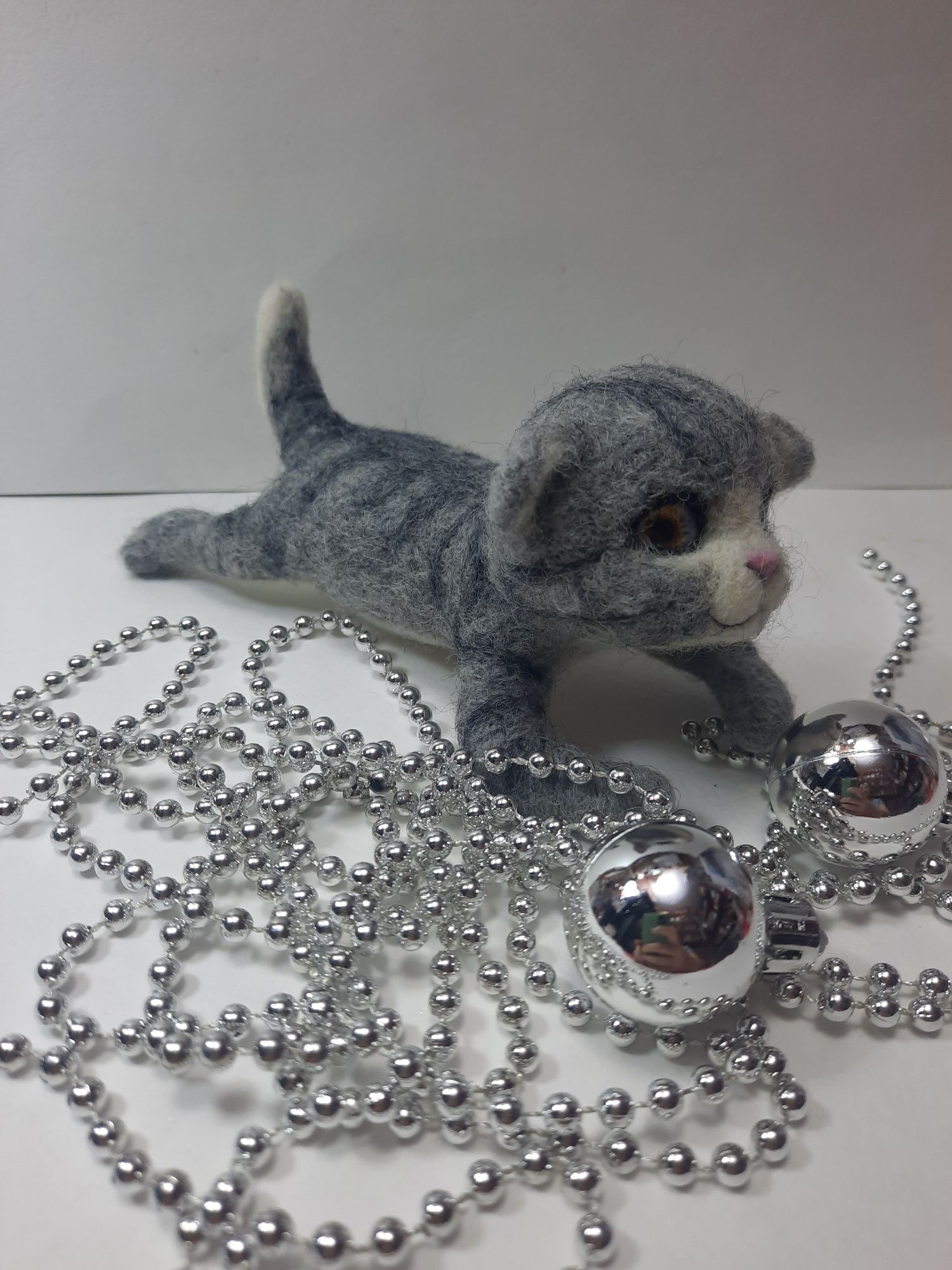 Валяная игрушка котик, валяна іграшка кошеня