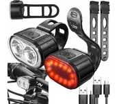 Lampki rowerowe LED przód/tył, 10 trybów świecenia, USB