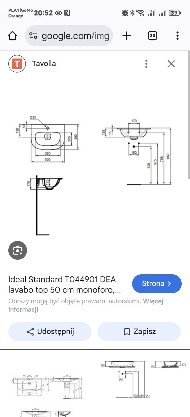 Umywalka 50cm Ideal Standard