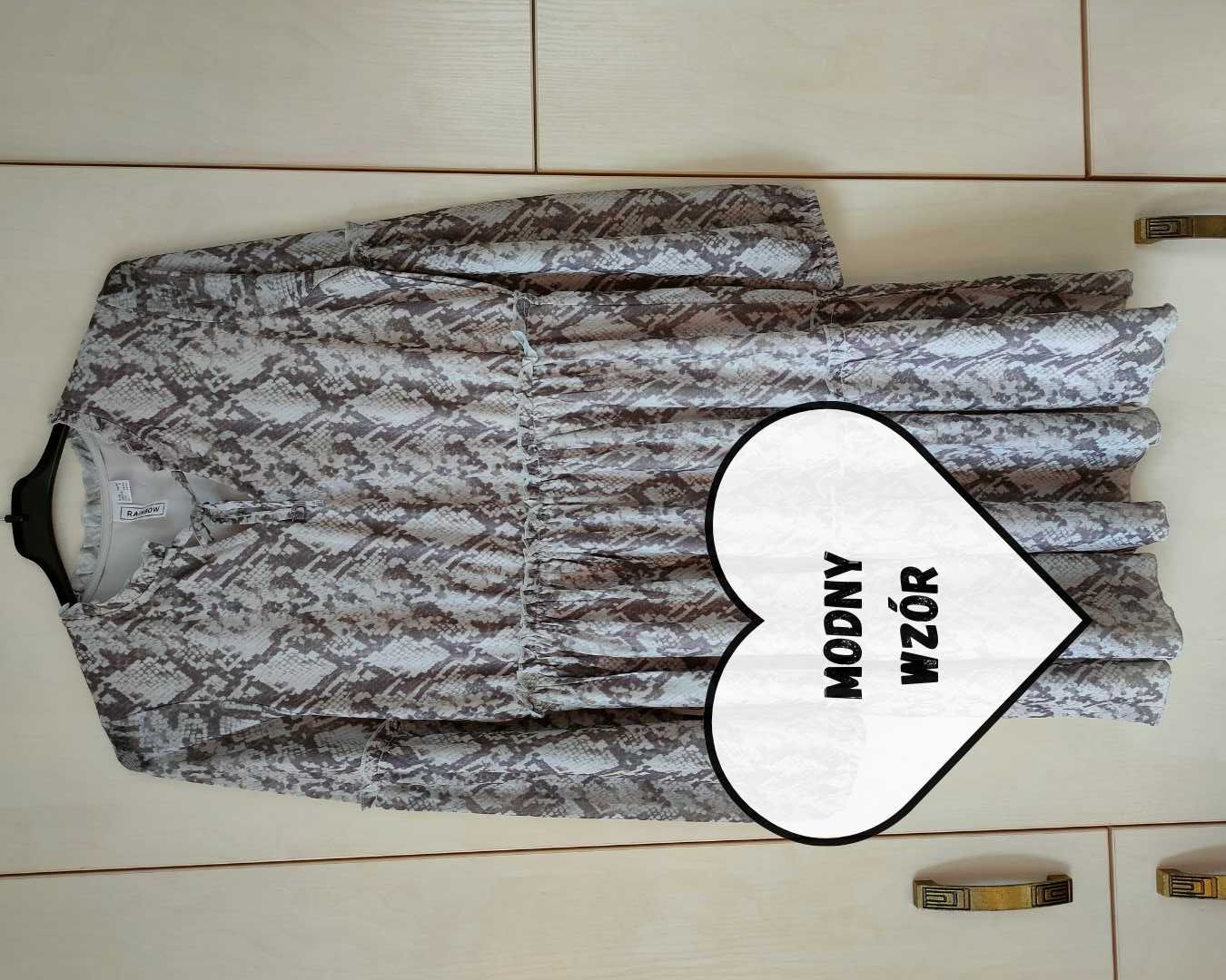 NOWA, beżowa, szyfonowa sukienka r. 36/38, Bodyflirt (Bonprix)