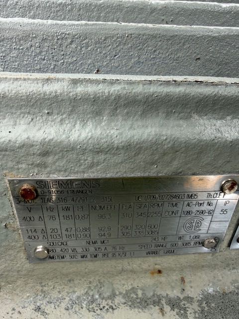 SIMENS silnik elektryczny 181 kw + falownik komplet