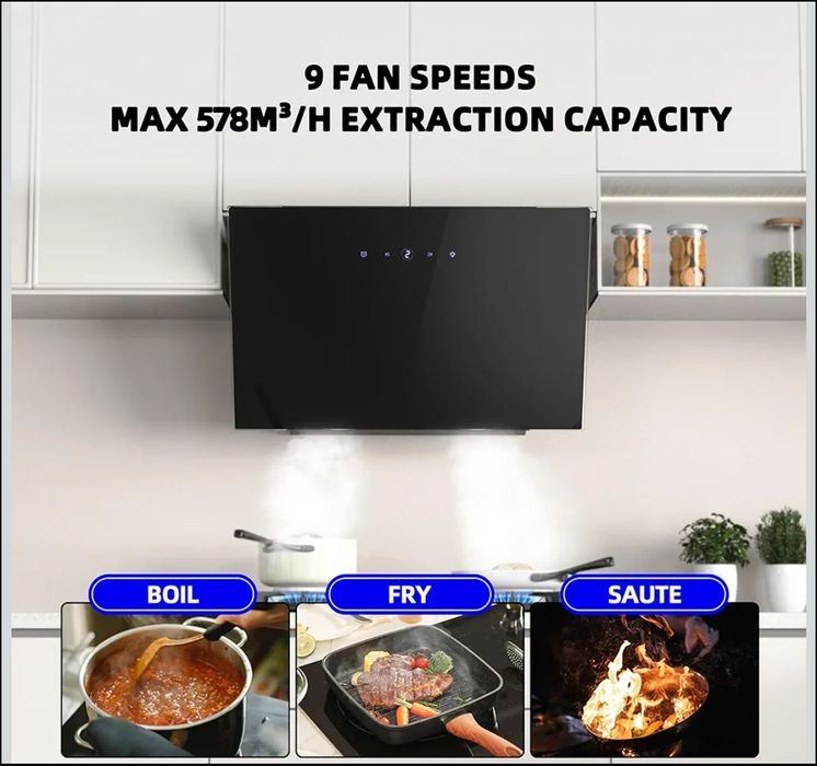 Декоративна вертикальна витяжка Firegas, кухонна, 60 см, безщітковий д