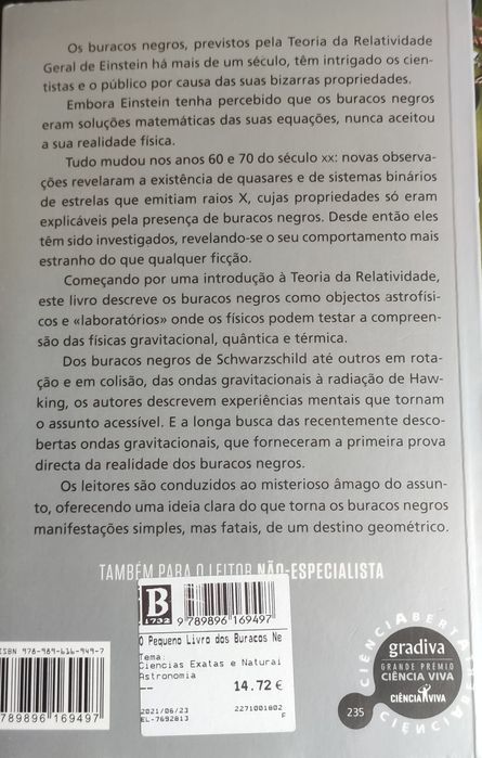O pequeno livro dos buracos negros, Ciência Aberta, Gradiva