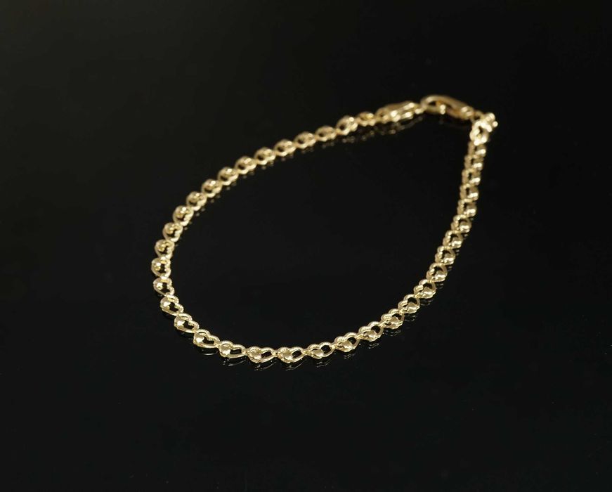 Złoto 585-złota bransoletka damska splot serduszkowy