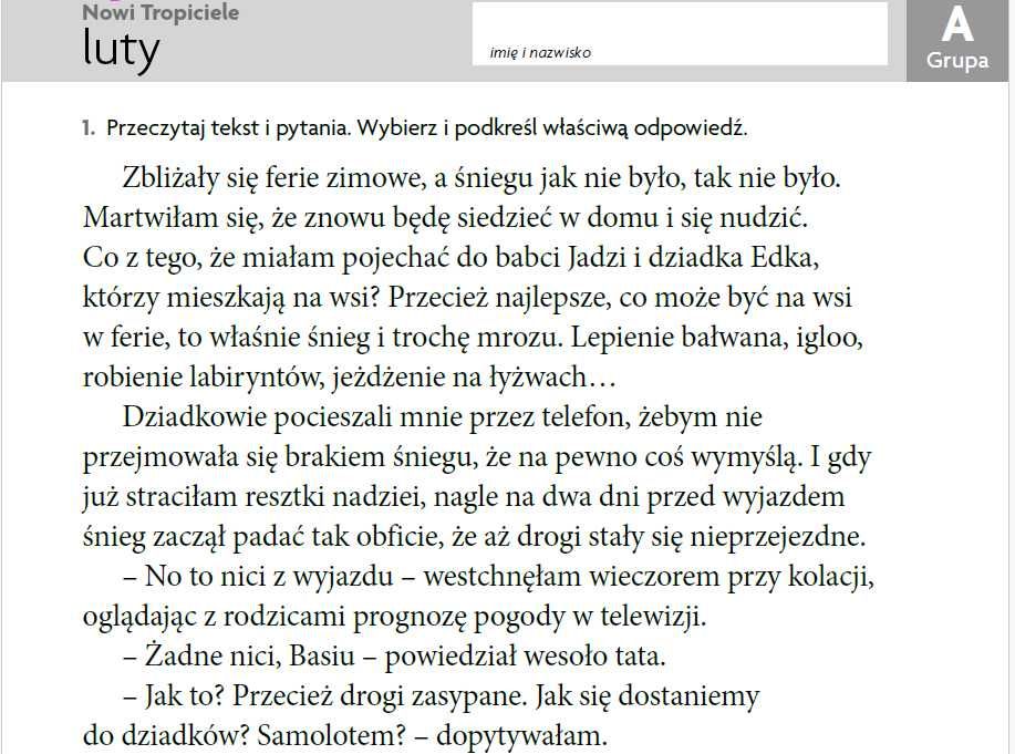 Karty badania umiejętności klas 1,2,3. Nowi Tropiciele.