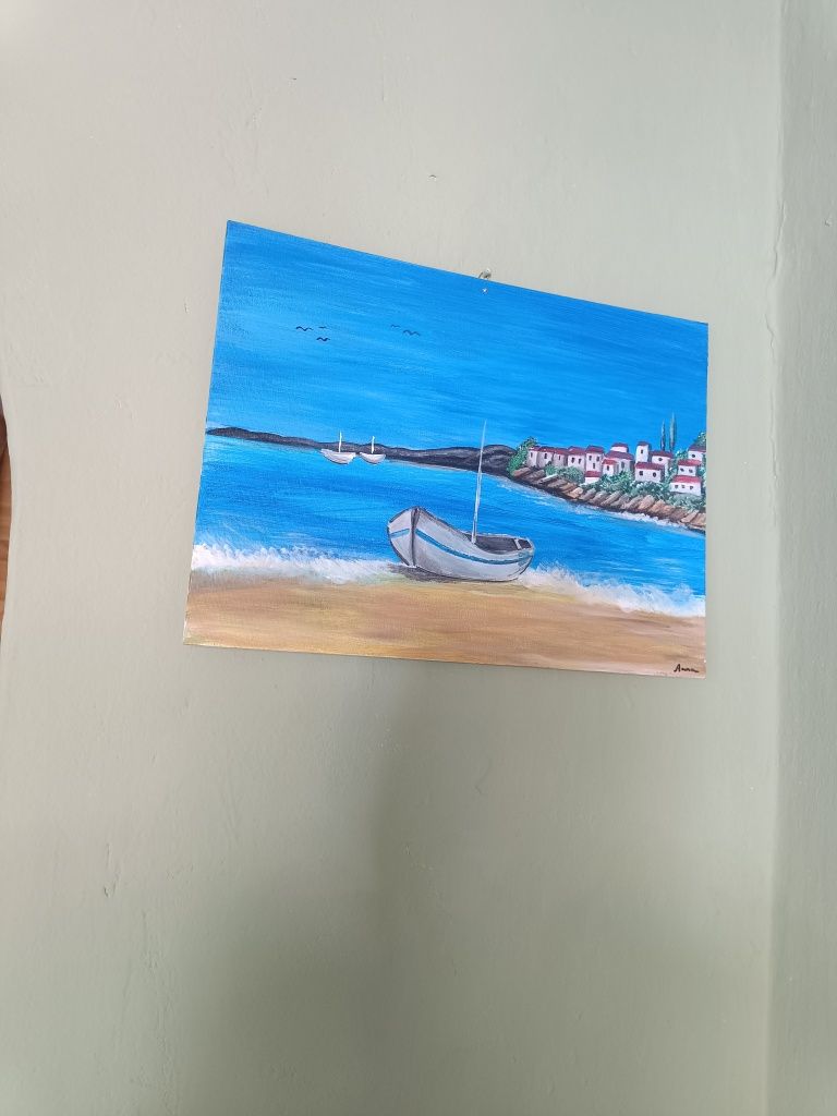 Obraz 30x40 łódka morze akryl