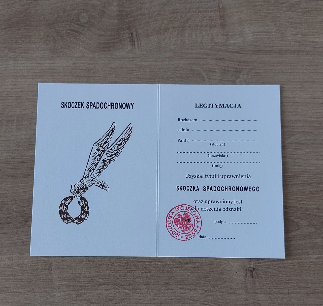 Legitymacje skoczka spadochronowego WPD