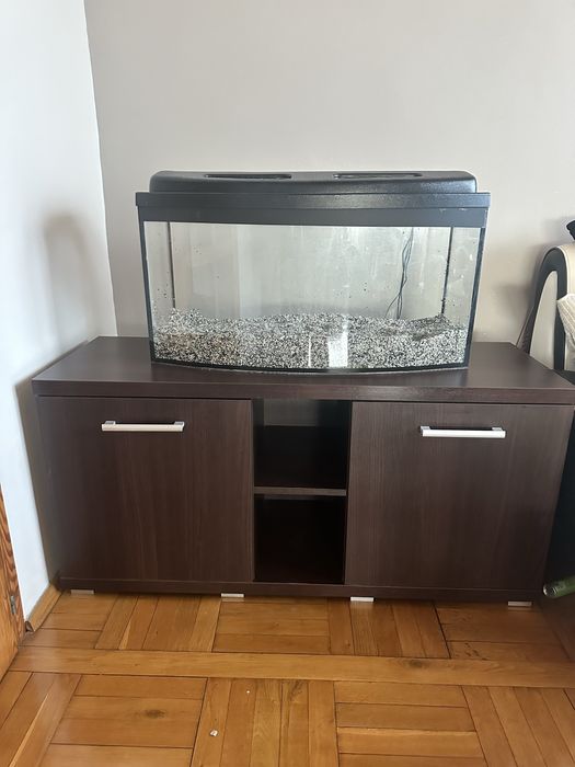 akwarium panoramiczne + szafka + 2 filtry + akcesoria