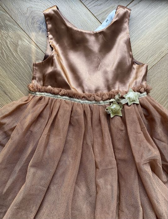 Sukienka świąteczna HM złota gwiazdka 98