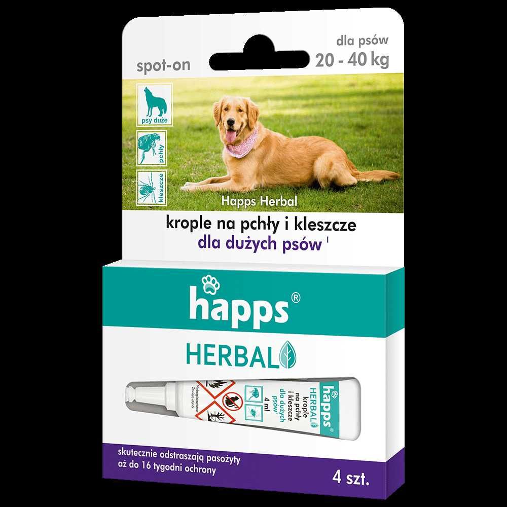 Happs Herbal Krople na pchły i kleszcze dla dużych psów od 20 do 40kg