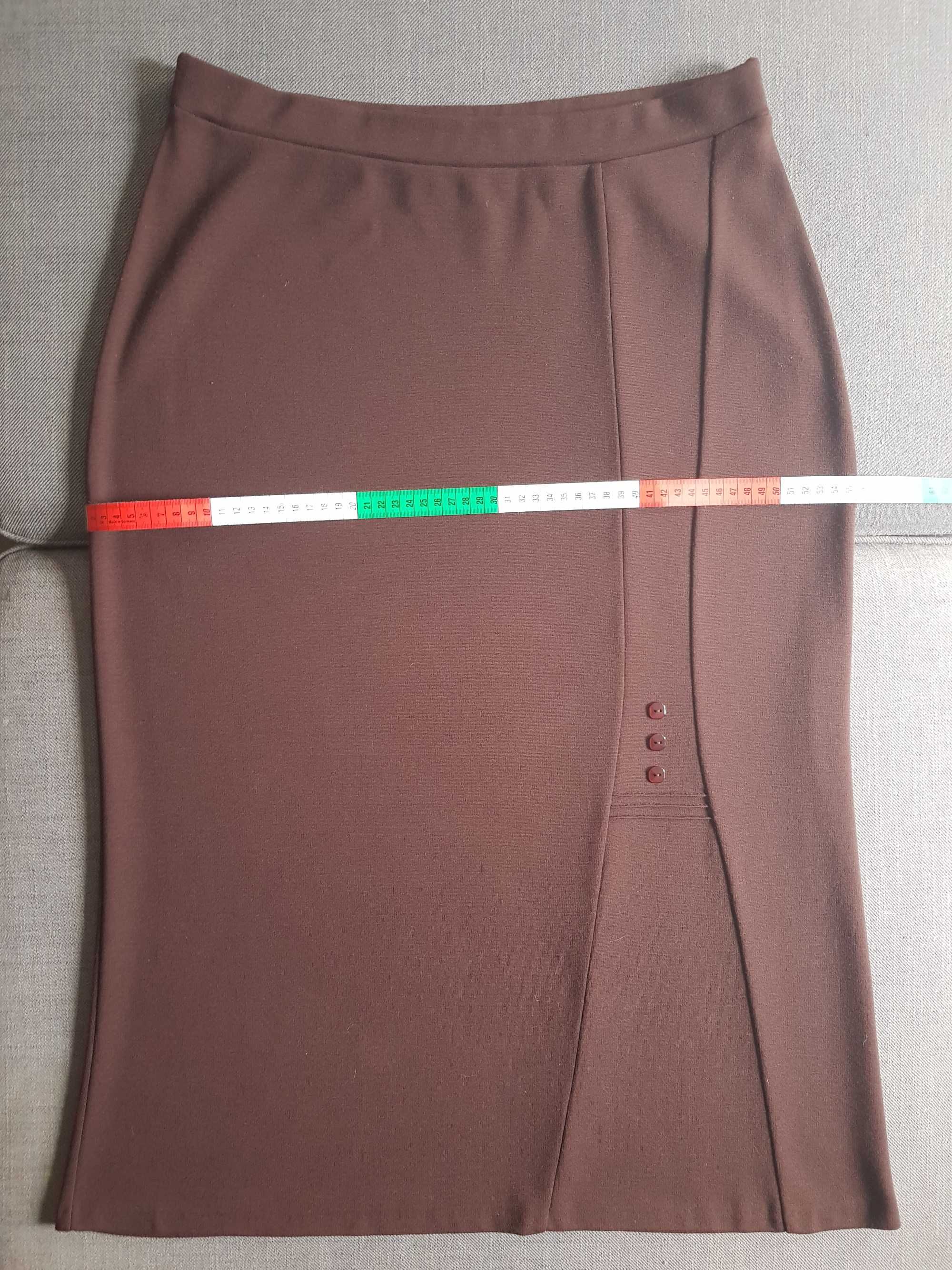 Ciemnobrązowa spódnica do połowy łydki - XL