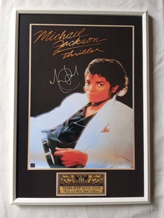 Moldura Michael Jackson Thriller com Autógrafo (A4)