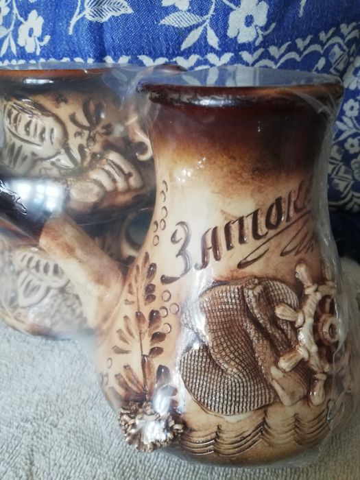 Турка и 2 чашки из глины