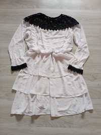 Biało czarna sukienka damska rozmiar M z falbankami
