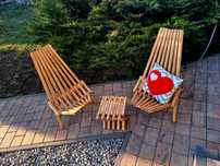 Krzesła drewniane składane, Leżak Ogrodowy. Sauna , Ogród