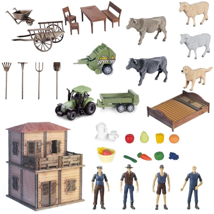 farma gospodarstwo domek rolnicy zweirzęta gosposia akcesoria