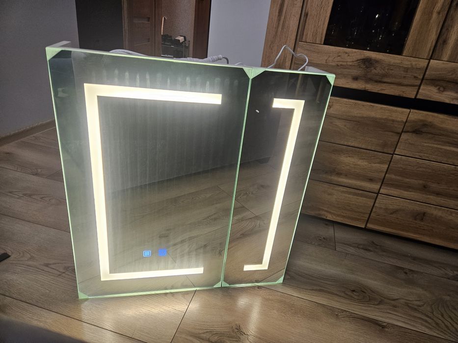 Szafka do łazienki wisząca nad zalew LED lustro